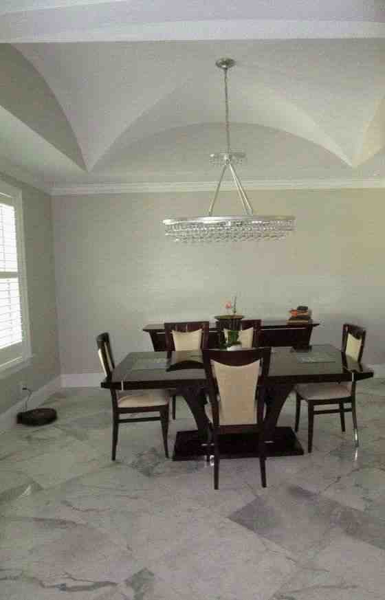 Dining room with groin-vault ceiling, North Tampa custom home